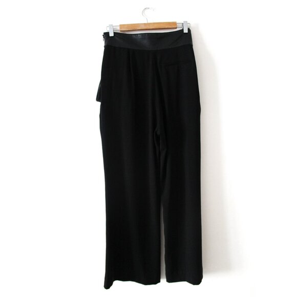 Nanushka Cecilia Wide-Leg Pants 27" / Large / Black Vegan Leather Belted Work - Picture 5 of 10